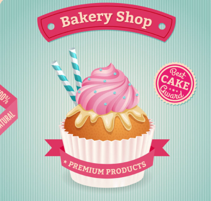 Köstliche kleine Kuchen Plakate Vektor Material