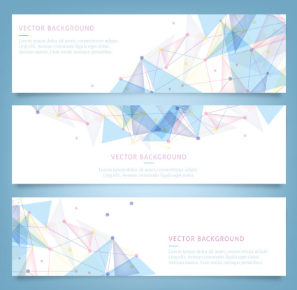 3 blaue geometrische banner vector