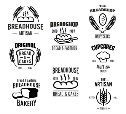 8 Bakery Etikett Vektor-Material