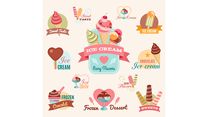 12 Sommer-Eis-Label Vektor Material