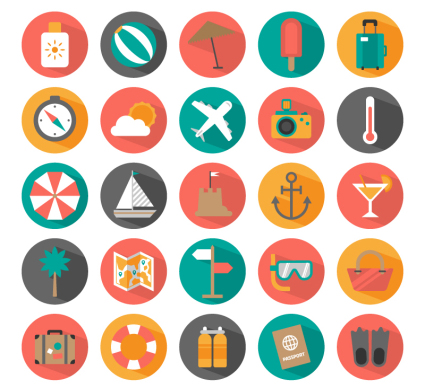 25 sommerurlaub symbol vector material
