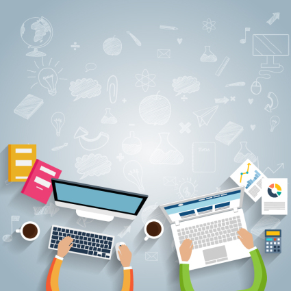 die vector material der business desk top view