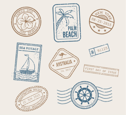 9. urlaub poststempel vector