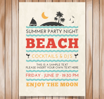 sommer - beach - party poster vector material