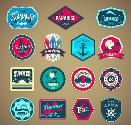 15 sommerurlaub label vector material
