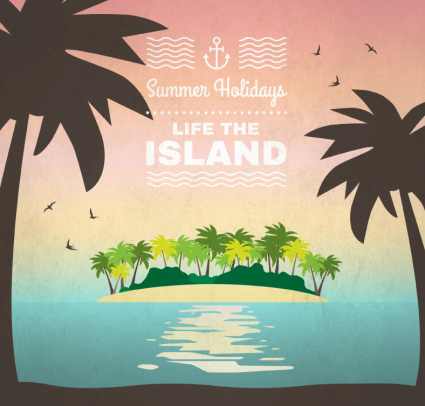 coconut island sommer vector material
