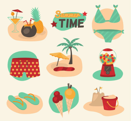 9 sommerurlaub symbol vector material