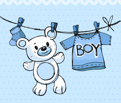 Blaue Wäscheleine und Teddybär Vektor