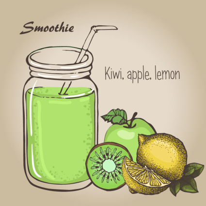 Frisches Obst und Smoothies Vektor-Material
