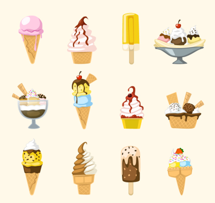 12 leckeres Eis Vektor-Material