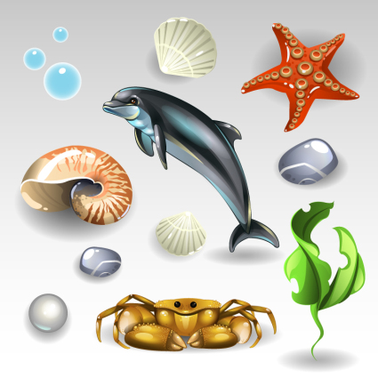 11 Cartoon marine Element Vektor-Material