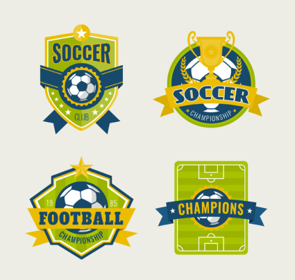4 Kreative Fußball Etikett Vektor-Material