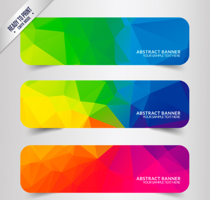 3 Farbgeometrie Banner Vektor Material