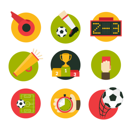 9 Runde Fußball-Symbol Vektor-Karte