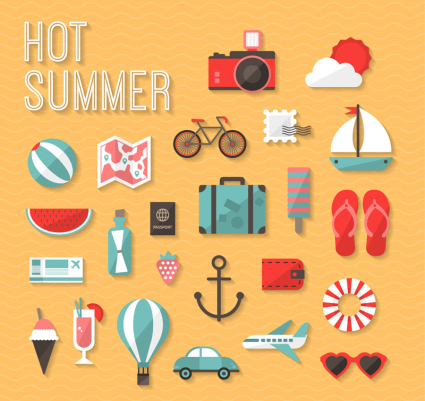 24 feine Sommer-Symbol Vektor-Karte
