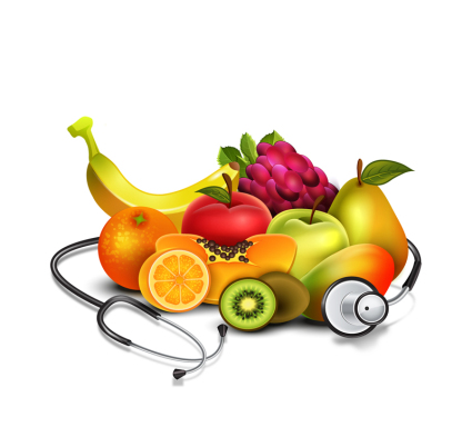 Frisches Obst und Vektor-Material Stethoskop
