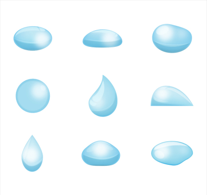 9 blauer Wassertropfen-Design Vektoren