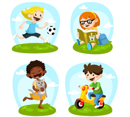 4 Vector cartoon Spiel Kinder