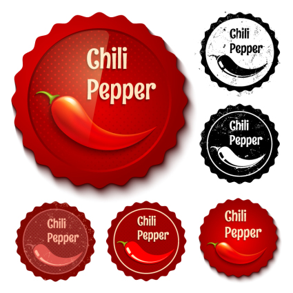 6 Retro-Label Vektor Material Chili-