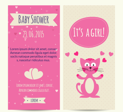 Pink Party Einladungs-Karte Ying Säuglingen Vektor-Material
