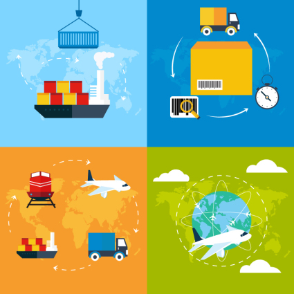 4 Global Transport Illustrator Vektor Material
