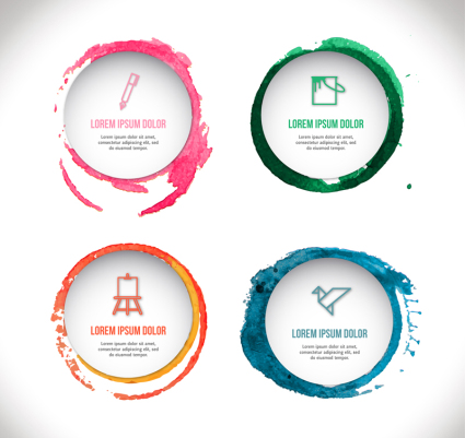 4 Aquarell Runde tag Vektor Material