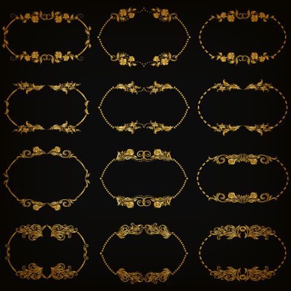 12 gold Muster Rahmen Vektor-