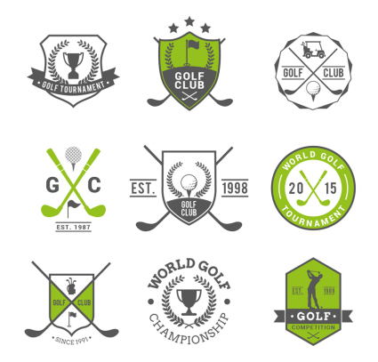 9 Golf Club Labelflag Vektoren