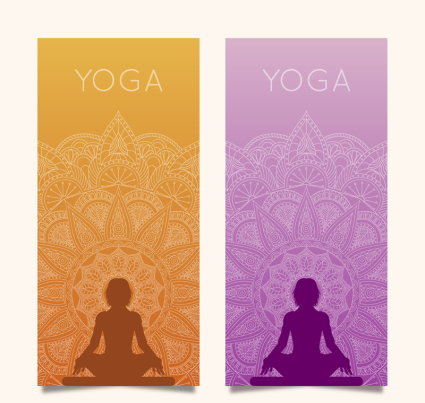 2 Farbe Banner Vektor Material Yoga
