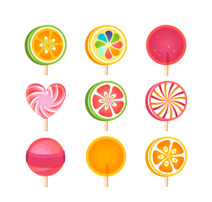 9 leckeren Lutscher Vektor
