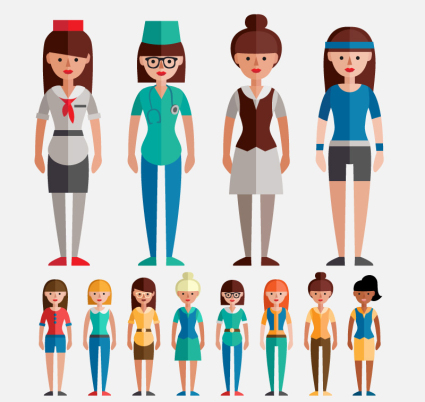 12 Berufsfrauen-Design-Vektor