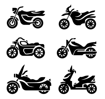 6 Mode Motorrad Silhouette Vektor-Material
