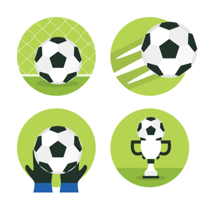 4 schwarze und weiße Fußball-Symbol Vektor Material