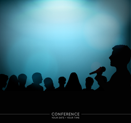 Konferenz Poster Silhouettenfiguren Vektor Material
