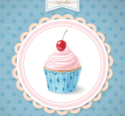 Frischer kleiner Kuchen-Aquarell-Plakat Vektor-