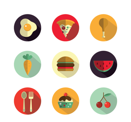9 leckeres Essen Symbol Vektor-
