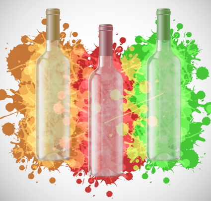 Tusche und Aquarell Weinflasche Vektor