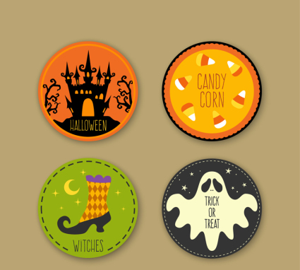 4 Runde Sticker Halloween-Vektor-Material