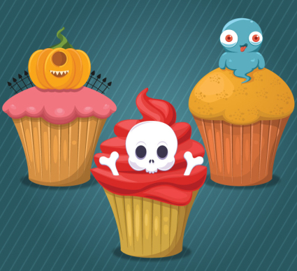 3 Halloween-kleine Kuchen Vector