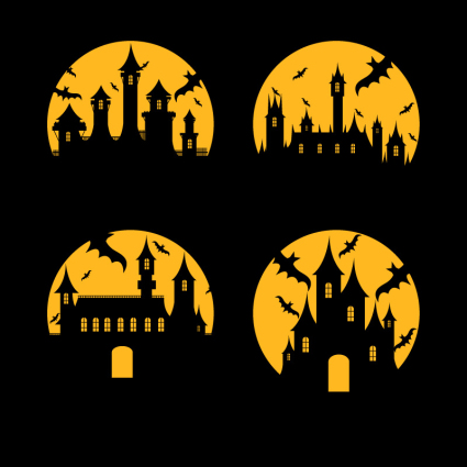 4 Halloween castle kreisförmige Symbol Vektor-