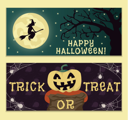 2 Vintage Halloween-Banner Vector