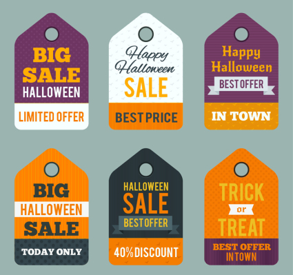 6 Halloween Werbe tag Vektor Material