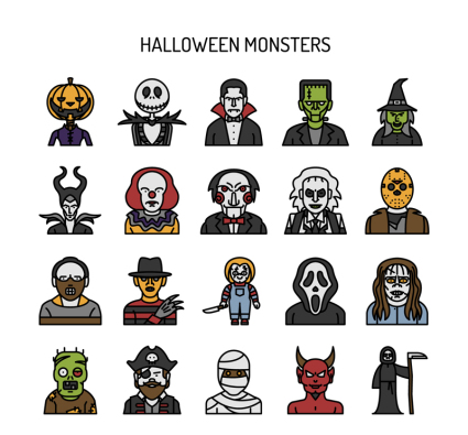 20 der Halloween-Monster-Symbol Vektor-