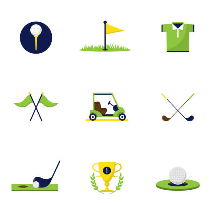9 Kreative Golf Symbol Vektor Material