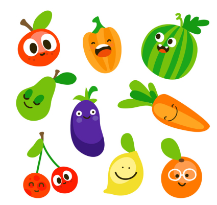 9 Schönes Obst und Gemse Vektor-Material