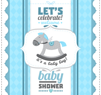 Blaues Pferd Kinderwillkommensparty poster Vektor-