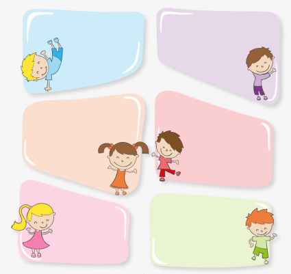 Kinder 6 dekorative Note Vector