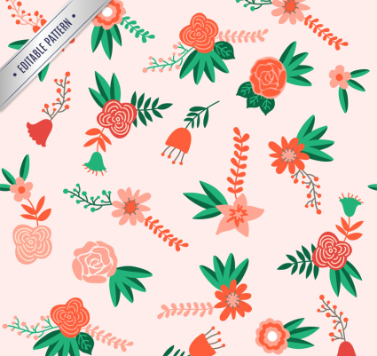 Cartoon rote Blumen nahtlose Hintergrund Vektor-