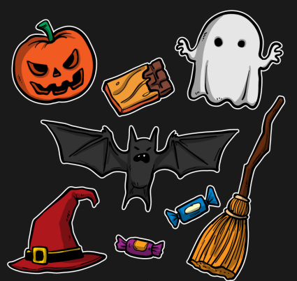 8 cartoon Halloween-Aufkleber Vektor Material
