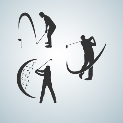 3 Golfer Silhouette Vektor-Material